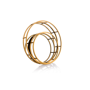 מגש מראה עגול בשילוב מתכת זהב