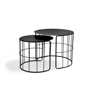 זוג שולחנות צד עגולים-שחור