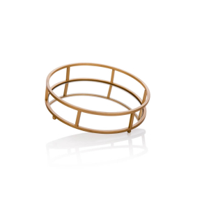 מגש מראה עגול בשילוב מתכת זהב