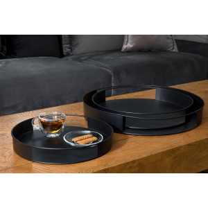 שליישית מגשי מתכת שחורים עגולים