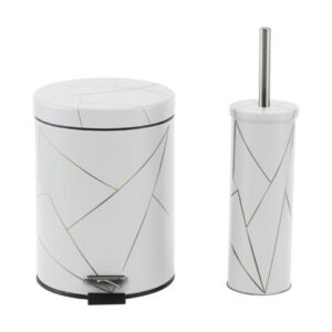 סט פח+מברשת גיאומטרי-שחור/לבן/אפור