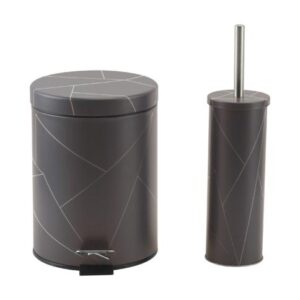 סט פח+מברשת גיאומטרי-שחור/לבן/אפור