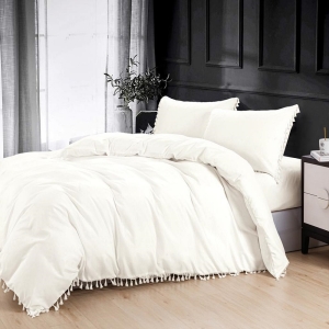 מערכת מצעים יוקרתיות סאטן אל קמט-דגם פרנזים שמנת