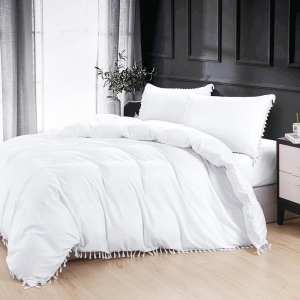 מערכת מצעים יוקרתית סאטן אל קמט-דגם פרנזים לבן