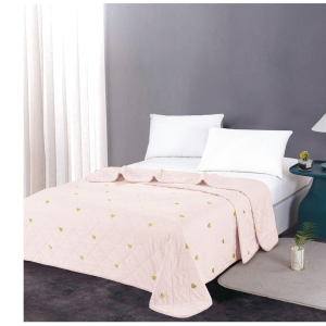 שמיכת קיץ אופנתית ורודה-בשילוב לבבות זהב