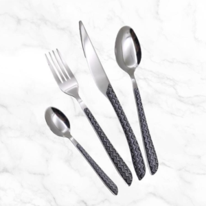 סט סכום 24 חלקים | כסוף מעוטר בשחור