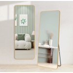 מראת גוף מלבנית עומדת או נתלת עם מסגרת זהב