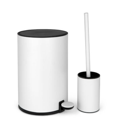 סט פח ומברשת עגול צבע לבן