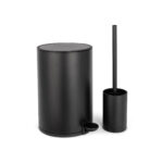 סט פח ומברשת עגול צבע שחור