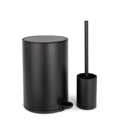 סט פח ומברשת עגול צבע שחור