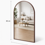 מראה חצי אובלית 80*50 עץ כהה