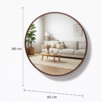 מראה עגולה קוטר 60 עץ כהה