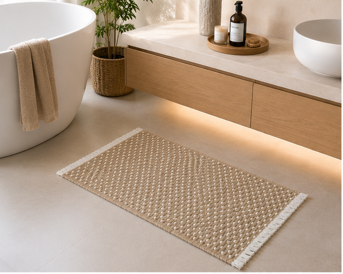 bath_beige_texture_lifestyle_1 שטיח אמבט דגם ZOE-טבעי – תמונה 1