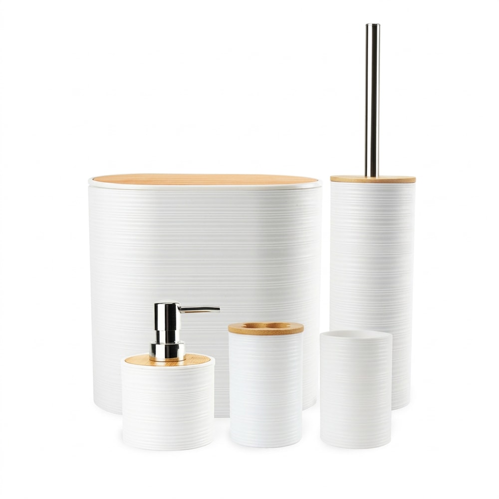 cucina-86861-oa-white.jpg סט אביזרי אמבטיה 5 חלקים – לבן עם מכסים בגוון עץ